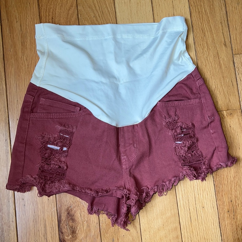 Pink blush maternity shorts
